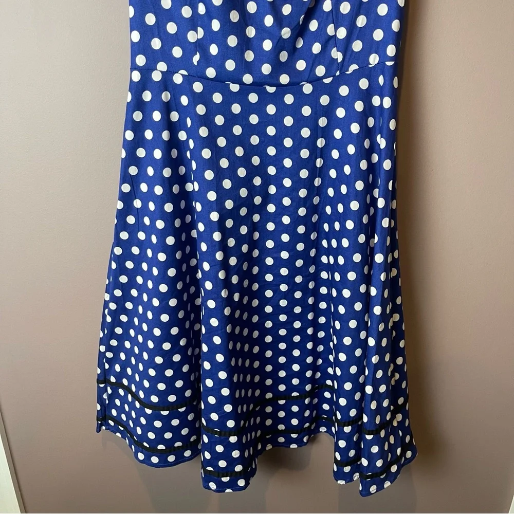 Killreal Blue White Polka Dot Swing Dress - Small - Picture 6 of 13